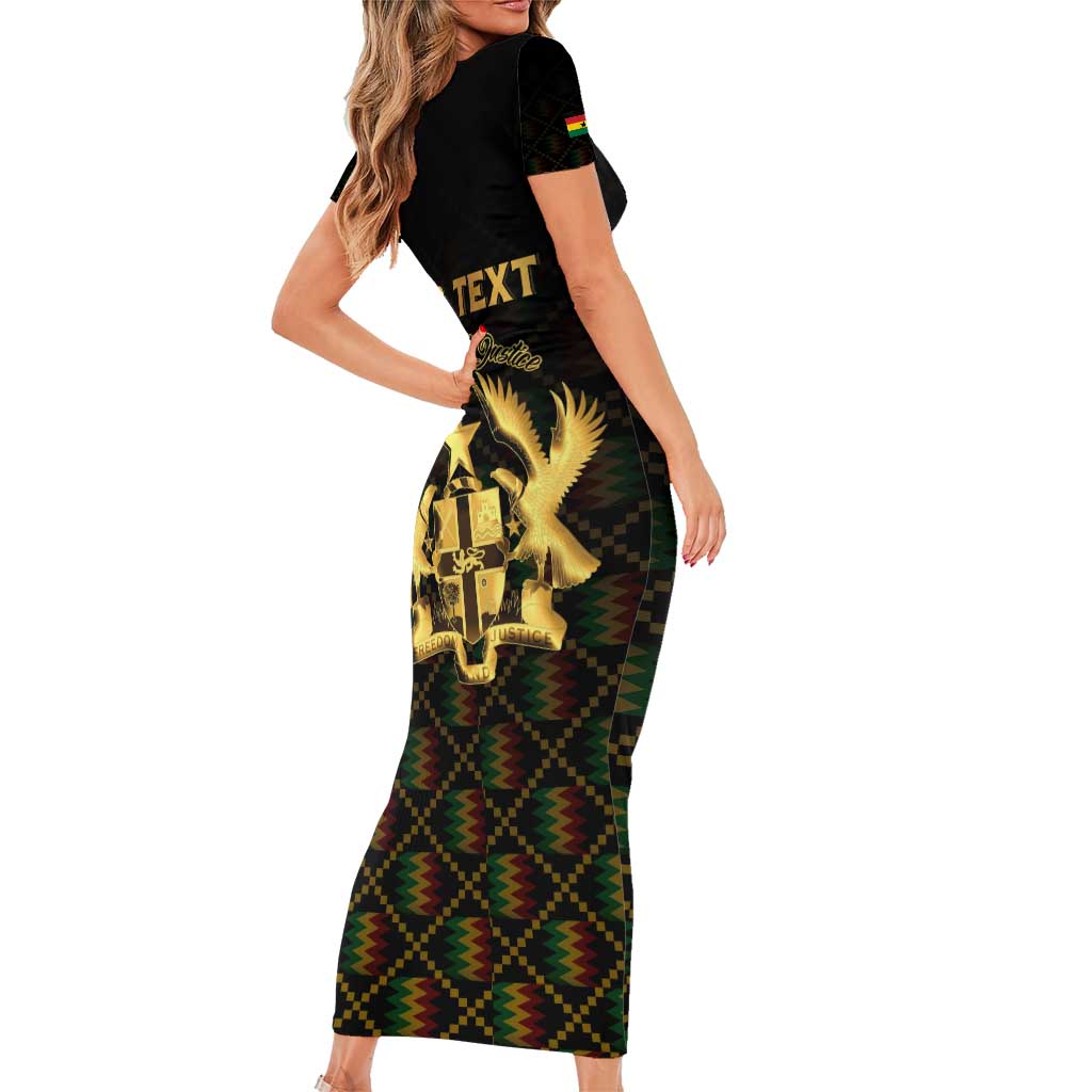 Personalized Ghana Kente Pattern Short Sleeve Bodycon Dress The Heart of Gold of Africa - Wonder Print Shop