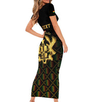 Personalized Ghana Kente Pattern Short Sleeve Bodycon Dress The Heart of Gold of Africa - Wonder Print Shop