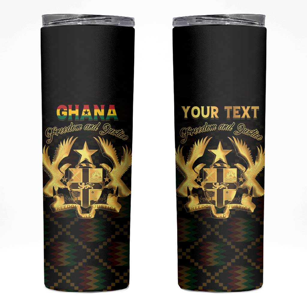 Personalized Ghana Kente Pattern Skinny Tumbler The Heart of Gold of Africa - Wonder Print Shop