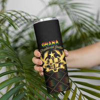 Personalized Ghana Kente Pattern Skinny Tumbler The Heart of Gold of Africa - Wonder Print Shop