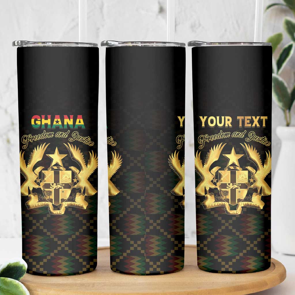 Personalized Ghana Kente Pattern Skinny Tumbler The Heart of Gold of Africa - Wonder Print Shop