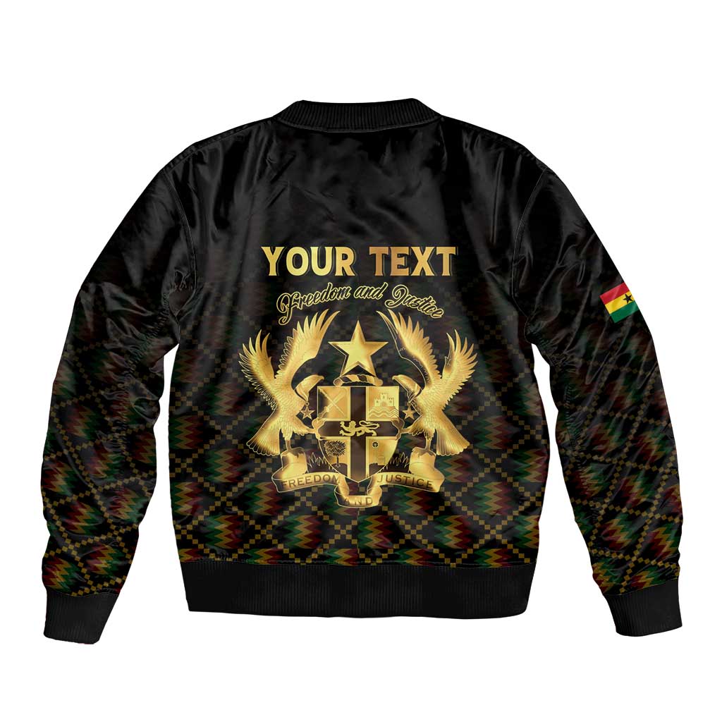 Personalized Ghana Kente Pattern Sleeve Zip Bomber Jacket The Heart of Gold of Africa - Wonder Print Shop