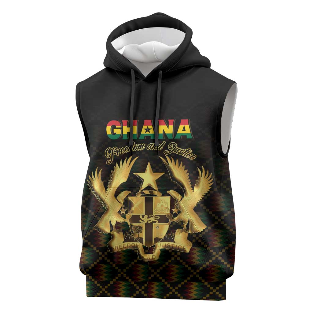 Personalized Ghana Kente Pattern Sleeveless Hoodie The Heart of Gold of Africa - Wonder Print Shop