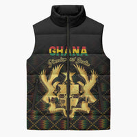 Personalized Ghana Kente Pattern Sleeveless Puffer Jacket The Heart of Gold of Africa - Wonder Print Shop