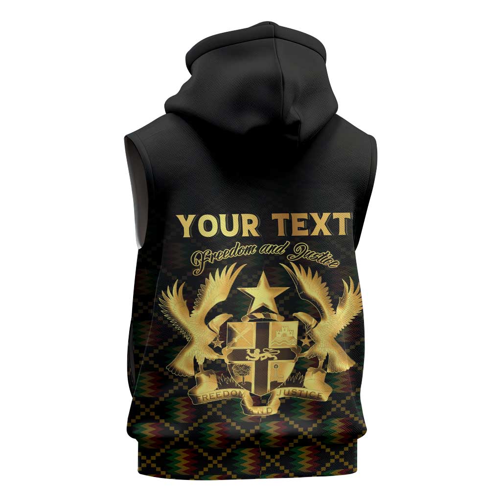 Personalized Ghana Kente Pattern Sleeveless Zip Hoodie The Heart of Gold of Africa - Wonder Print Shop
