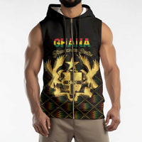 Personalized Ghana Kente Pattern Sleeveless Zip Hoodie The Heart of Gold of Africa - Wonder Print Shop