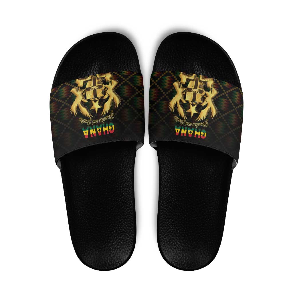 Ghana Kente Pattern Slide Sandals The Heart of Gold of Africa - Wonder Print Shop