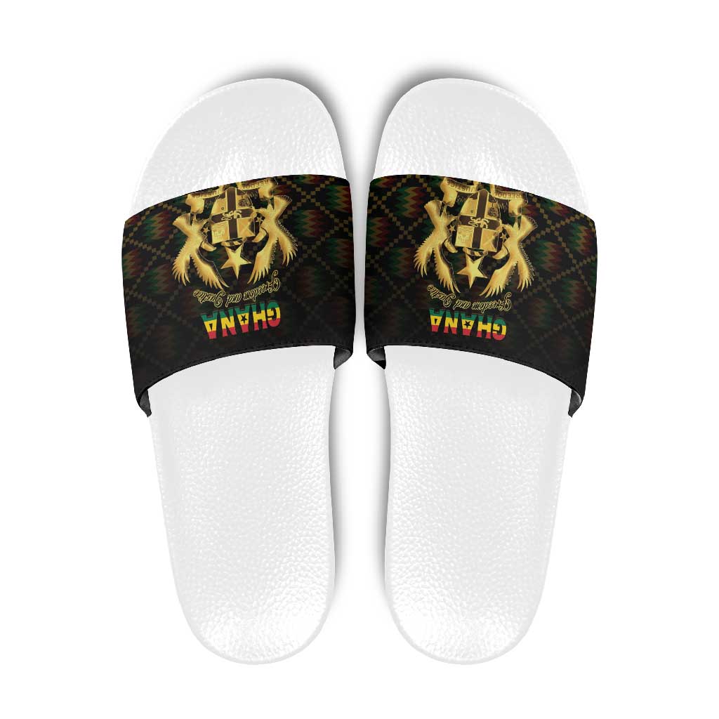 Ghana Kente Pattern Slide Sandals The Heart of Gold of Africa - Wonder Print Shop