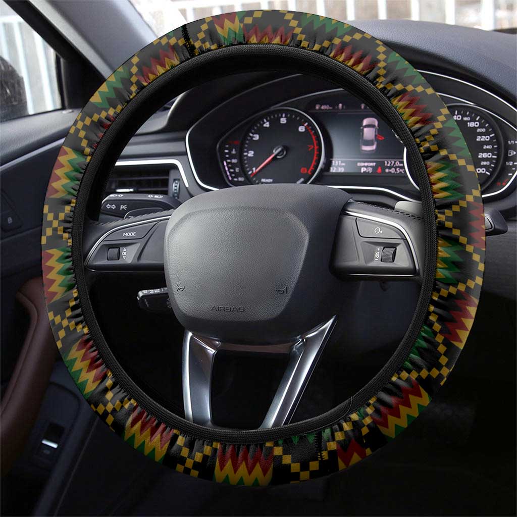 Ghana Kente Pattern Steering Wheel Cover The Heart of Gold of Africa - Wonder Print Shop