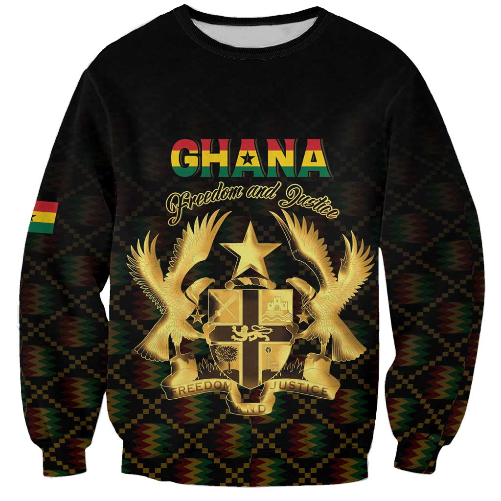 Personalized Ghana Kente Pattern Sweatshirt The Heart of Gold of Africa - Wonder Print Shop