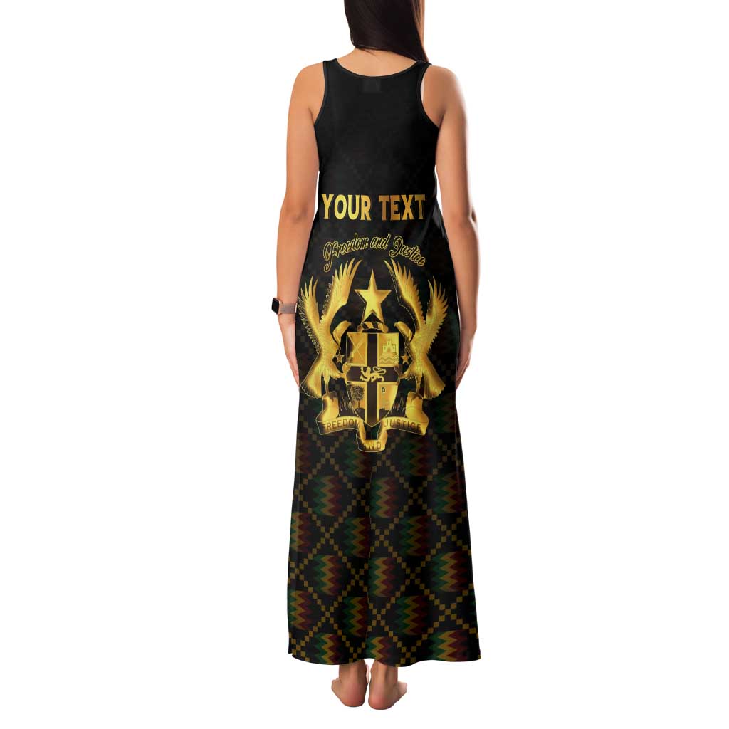 Personalized Ghana Kente Pattern Tank Maxi Dress The Heart of Gold of Africa - Wonder Print Shop