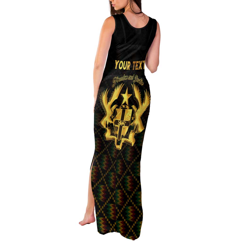 Personalized Ghana Kente Pattern Tank Maxi Dress The Heart of Gold of Africa - Wonder Print Shop