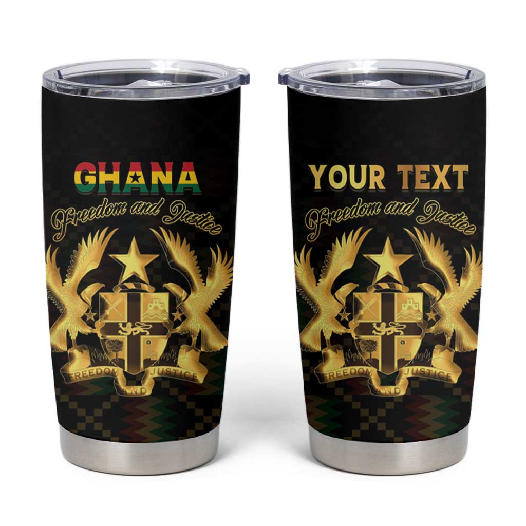 Personalized Ghana Kente Pattern Tumbler Cup The Heart of Gold of Africa - Wonder Print Shop
