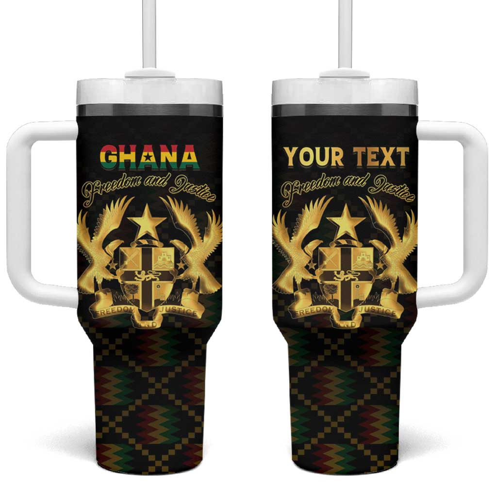 Personalized Ghana Kente Pattern Tumbler With Handle The Heart of Gold of Africa - Wonder Print Shop