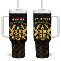 Personalized Ghana Kente Pattern Tumbler With Handle The Heart of Gold of Africa - Wonder Print Shop
