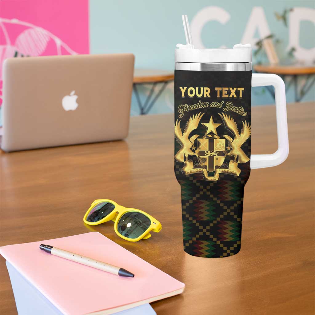 Personalized Ghana Kente Pattern Tumbler With Handle The Heart of Gold of Africa - Wonder Print Shop