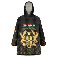 Personalized Ghana Kente Pattern Wearable Blanket Hoodie The Heart of Gold of Africa - Wonder Print Shop