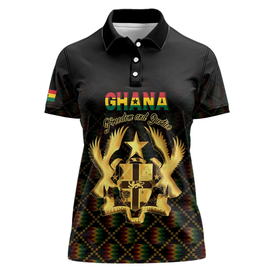 Personalized Ghana Kente Pattern Women Polo Shirt The Heart of Gold of Africa - Wonder Print Shop