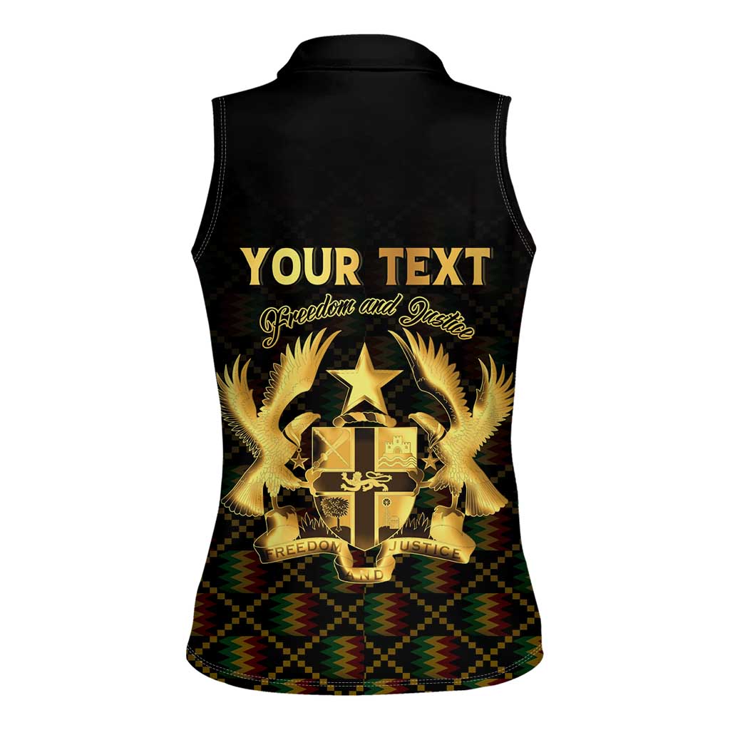 Personalized Ghana Kente Pattern Women Sleeveless Polo Shirt The Heart of Gold of Africa - Wonder Print Shop