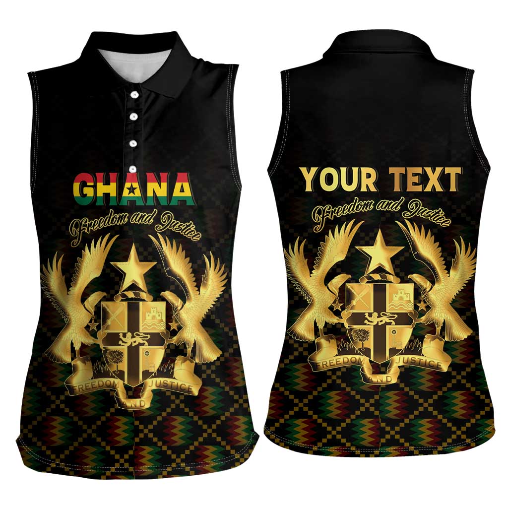 Personalized Ghana Kente Pattern Women Sleeveless Polo Shirt The Heart of Gold of Africa - Wonder Print Shop