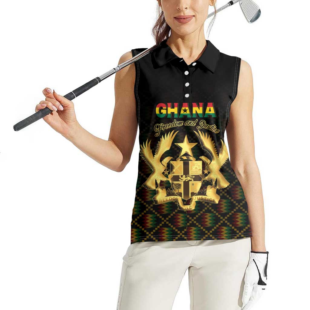 Personalized Ghana Kente Pattern Women Sleeveless Polo Shirt The Heart of Gold of Africa - Wonder Print Shop