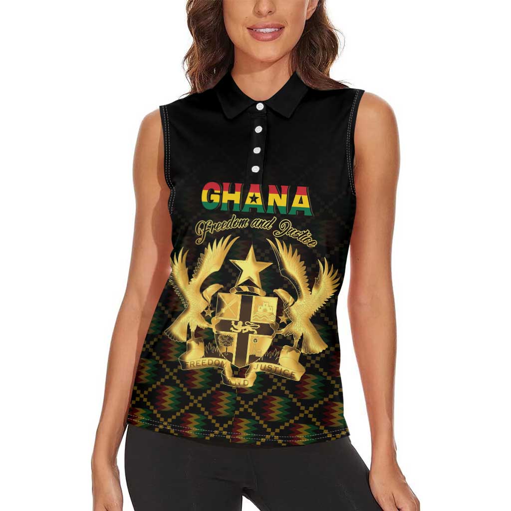 Personalized Ghana Kente Pattern Women Sleeveless Polo Shirt The Heart of Gold of Africa - Wonder Print Shop