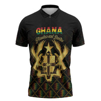 Personalized Ghana Kente Pattern Zipper Polo Shirt The Heart of Gold of Africa - Wonder Print Shop