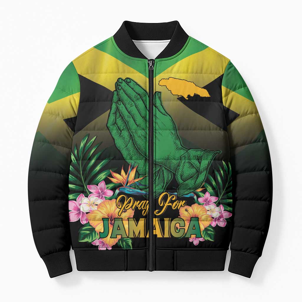 Personalized Pray For Jamaica Bomber Puffer Jacket Jamaica Strong - Wonder Print Shop