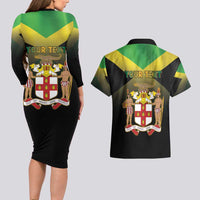 Personalized Pray For Jamaica Couples Matching Long Sleeve Bodycon Dress and Hawaiian Shirt Jamaica Strong - Wonder Print Shop