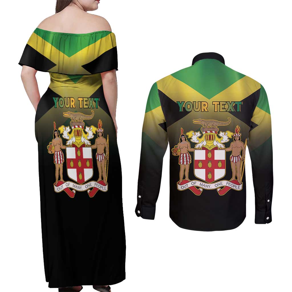 Personalized Pray For Jamaica Couples Matching Off Shoulder Maxi Dress and Long Sleeve Button Shirt Jamaica Strong - Wonder Print Shop