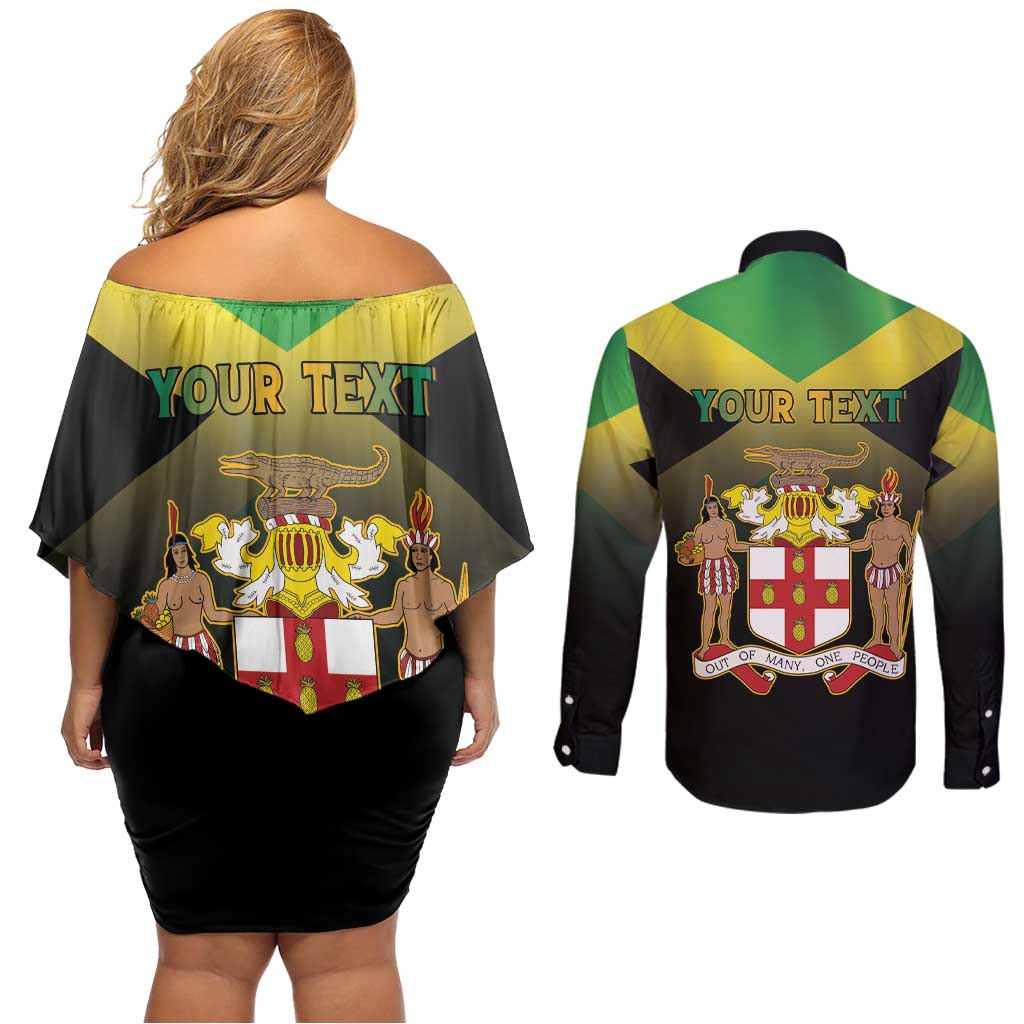 Personalized Pray For Jamaica Couples Matching Off Shoulder Short Dress and Long Sleeve Button Shirt Jamaica Strong - Wonder Print Shop