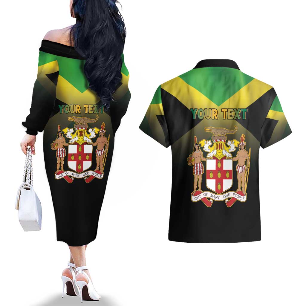 Personalized Pray For Jamaica Couples Matching Off The Shoulder Long Sleeve Dress and Hawaiian Shirt Jamaica Strong - Wonder Print Shop