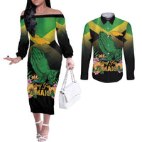 Personalized Pray For Jamaica Couples Matching Off The Shoulder Long Sleeve Dress and Long Sleeve Button Shirt Jamaica Strong - Wonder Print Shop