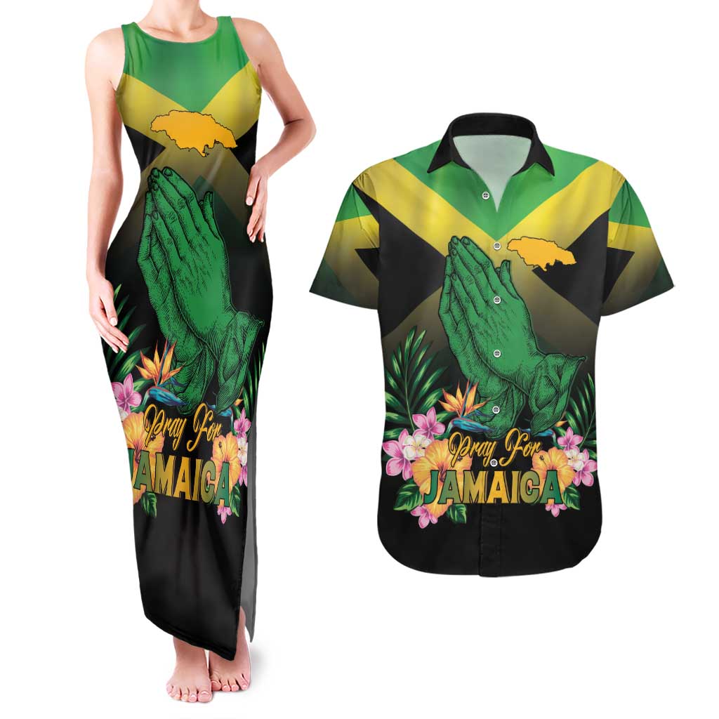 Personalized Pray For Jamaica Couples Matching Tank Maxi Dress and Hawaiian Shirt Jamaica Strong - Wonder Print Shop