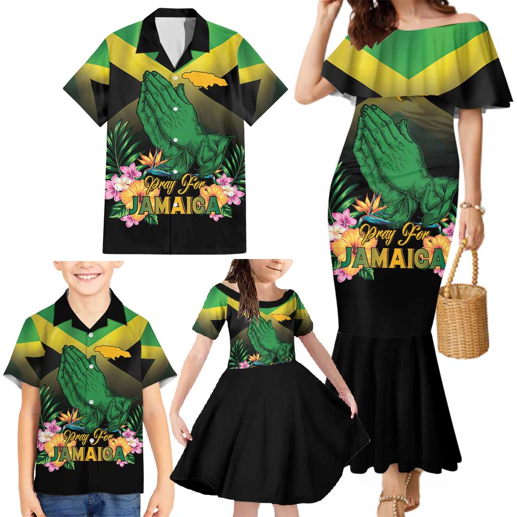 Personalized Pray For Jamaica Family Matching Mermaid Dress and Hawaiian Shirt Jamaica Strong - Wonder Print Shop