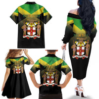 Personalized Pray For Jamaica Family Matching Off The Shoulder Long Sleeve Dress and Hawaiian Shirt Jamaica Strong - Wonder Print Shop