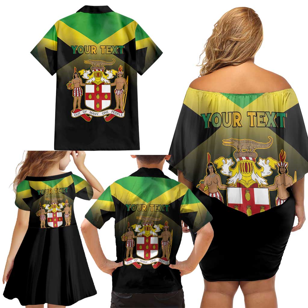 Personalized Pray For Jamaica Family Matching Off Shoulder Short Dress and Hawaiian Shirt Jamaica Strong - Wonder Print Shop