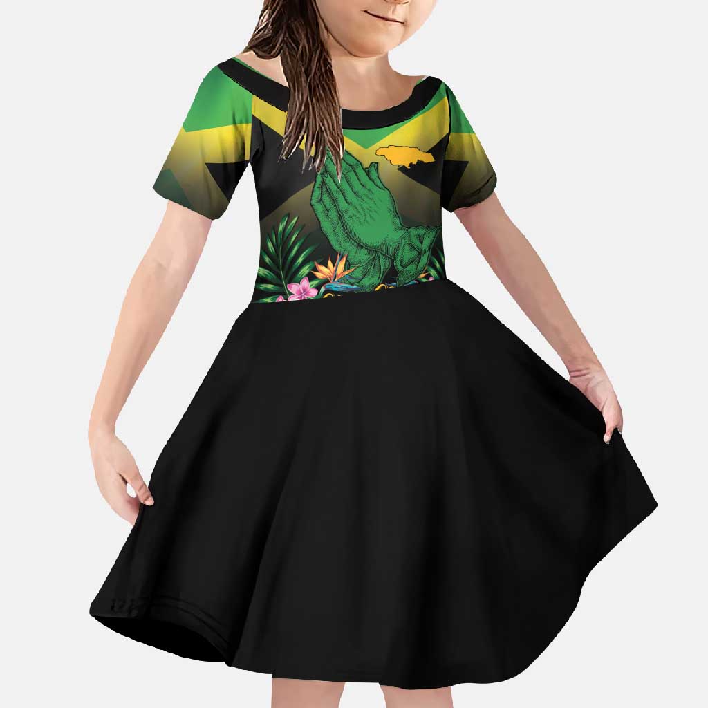 Personalized Pray For Jamaica Family Matching Short Sleeve Bodycon Dress and Hawaiian Shirt Jamaica Strong - Wonder Print Shop
