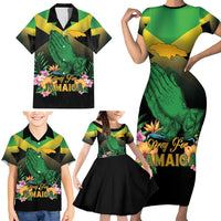 Personalized Pray For Jamaica Family Matching Short Sleeve Bodycon Dress and Hawaiian Shirt Jamaica Strong - Wonder Print Shop