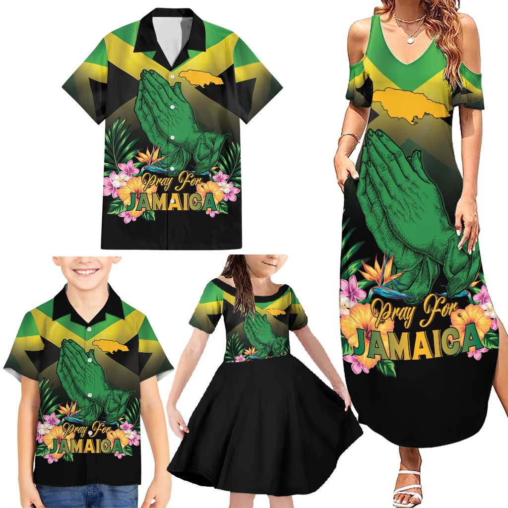 Personalized Pray For Jamaica Family Matching Summer Maxi Dress and Hawaiian Shirt Jamaica Strong - Wonder Print Shop