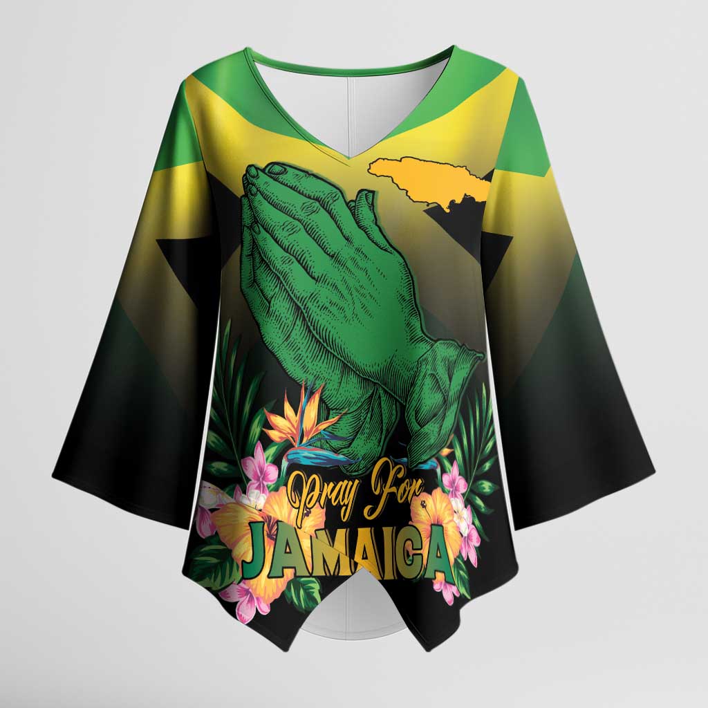 Personalized Pray For Jamaica Kimono Sleeve Blouse Jamaica Strong - Wonder Print Shop