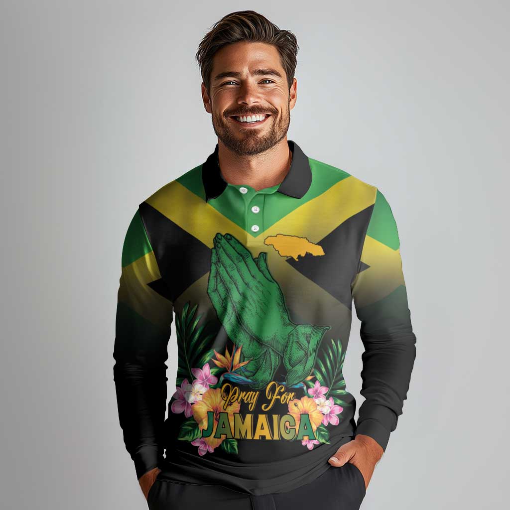 Personalized Pray For Jamaica Long Sleeve Polo Shirt Jamaica Strong - Wonder Print Shop