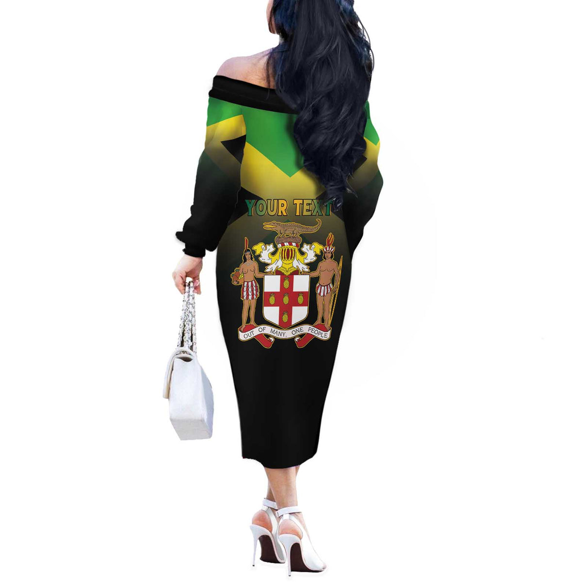 Personalized Pray For Jamaica Off The Shoulder Long Sleeve Dress Jamaica Strong - Wonder Print Shop