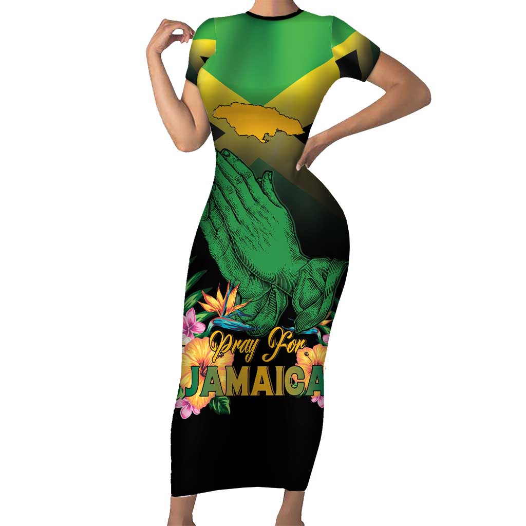 Personalized Pray For Jamaica Short Sleeve Bodycon Dress Jamaica Strong - Wonder Print Shop