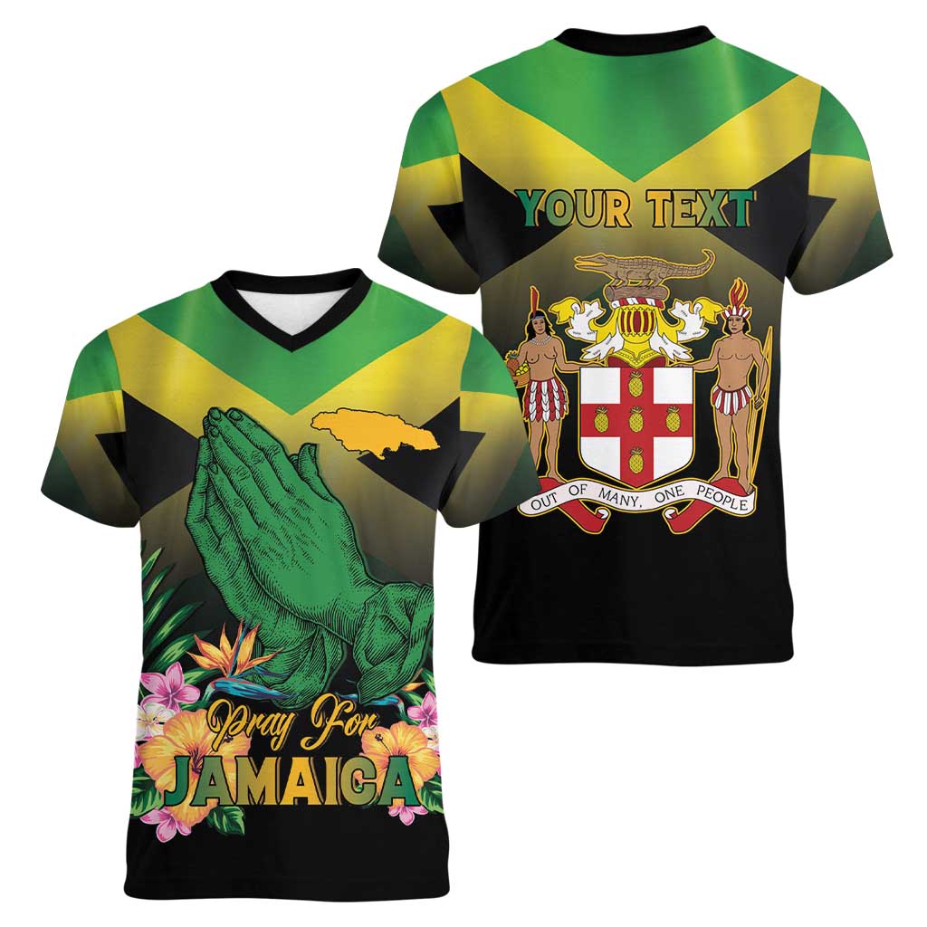 Personalized Pray For Jamaica Women V-Neck T-Shirt Jamaica Strong - Wonder Print Shop