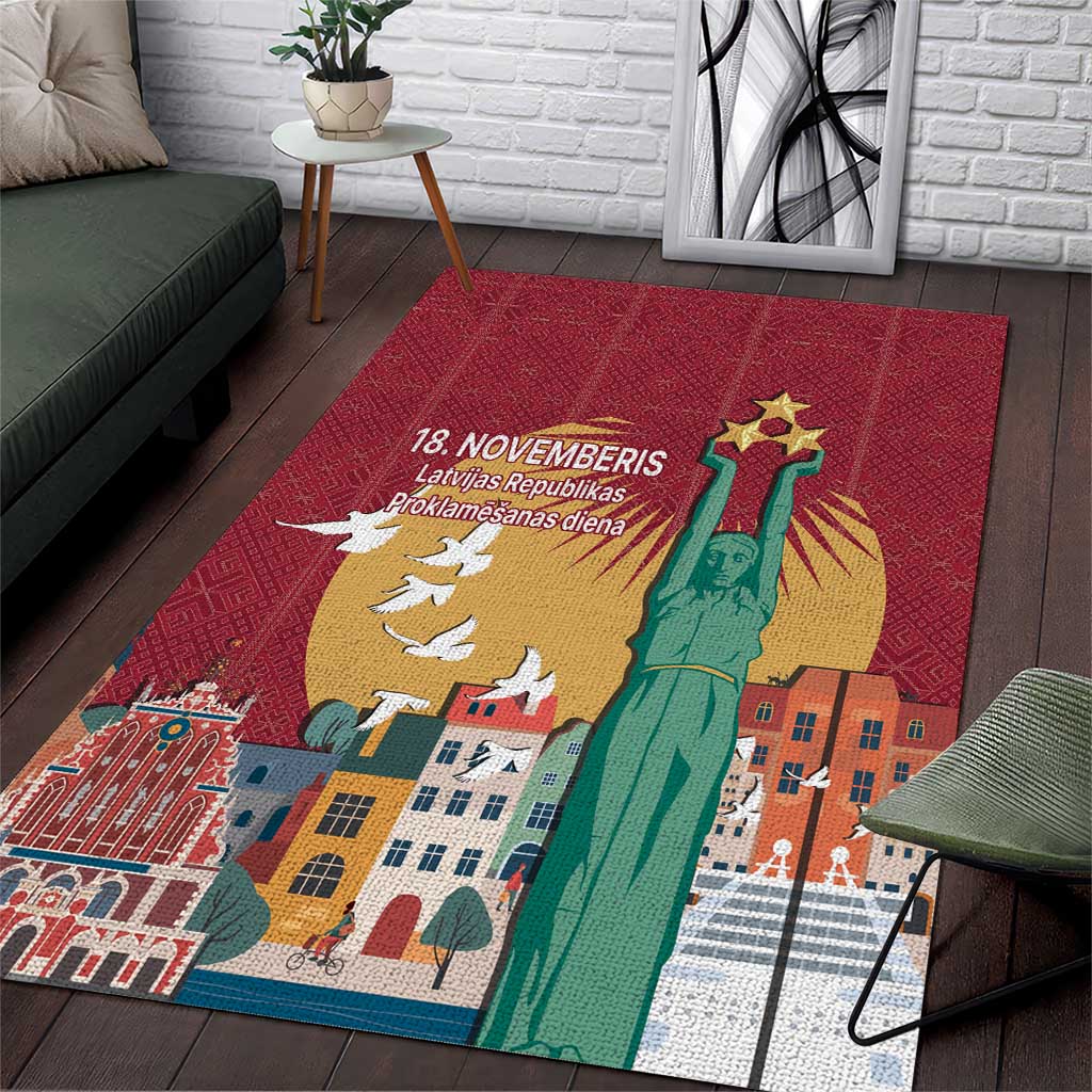 Latvia Independence Day Area Rug Latvija with Freedom Monument