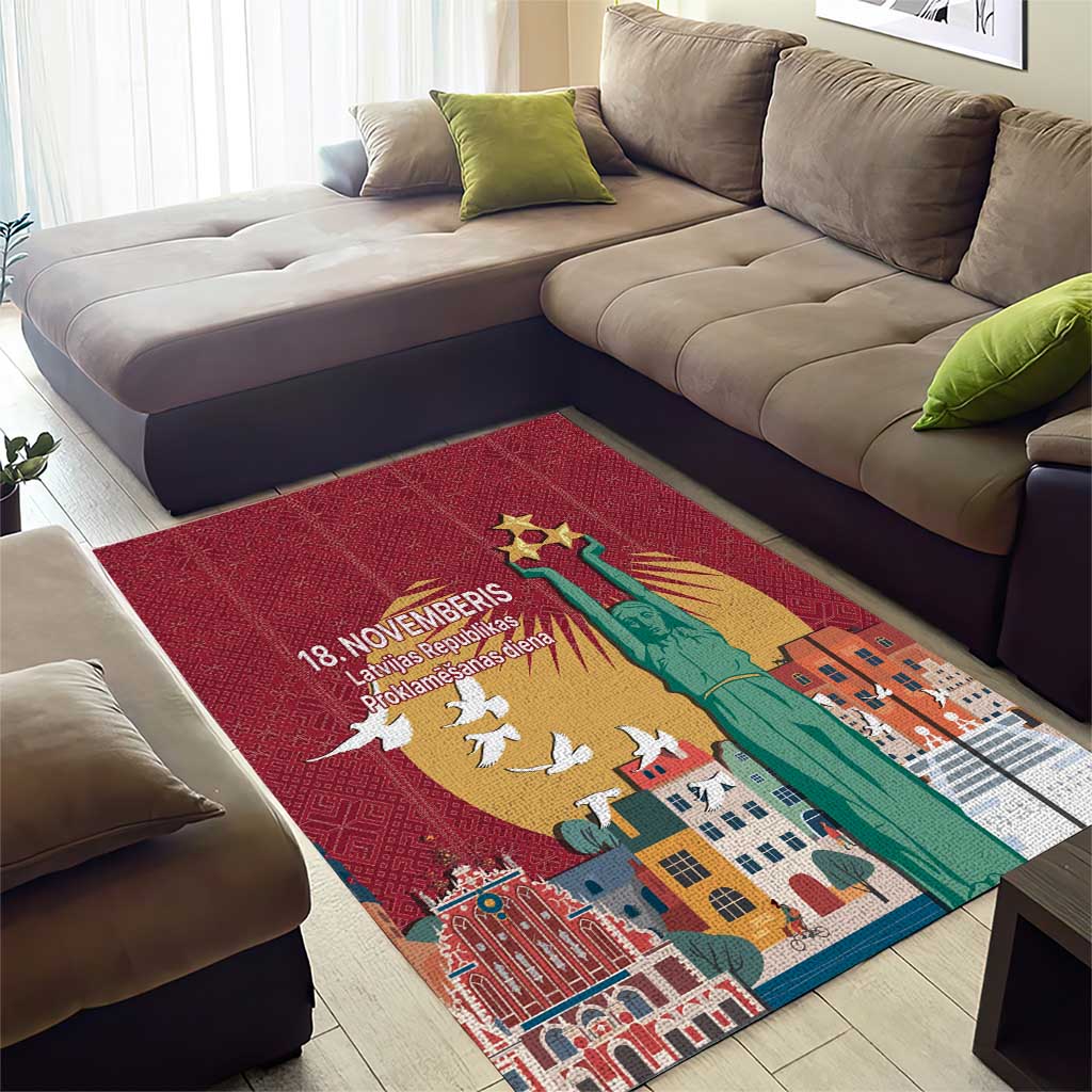 Latvia Independence Day Area Rug Latvija with Freedom Monument