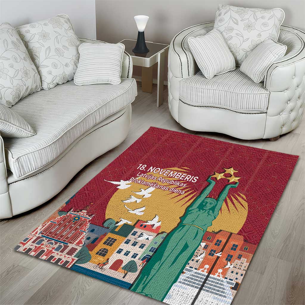 Latvia Independence Day Area Rug Latvija with Freedom Monument