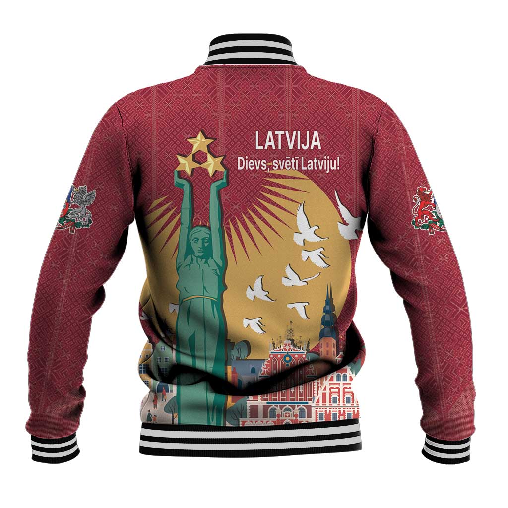 Latvia Independence Day Baseball Jacket Latvija with Freedom Monument