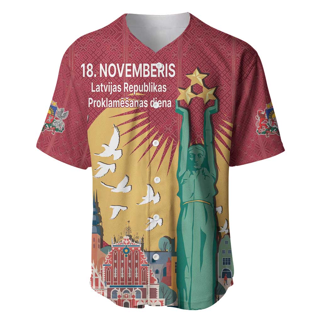 Latvia Independence Day Baseball Jersey Latvija with Freedom Monument